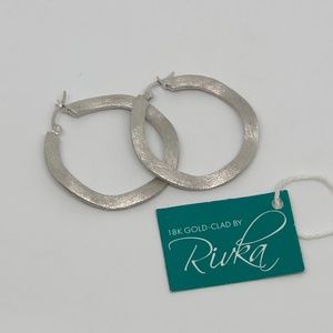 Rivka Friedman White Rhodium Clad Wavy Hoops 38mm